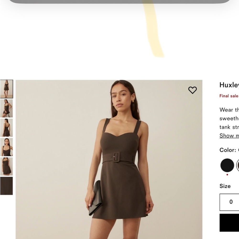 Reformation Huxley Dress in Brown